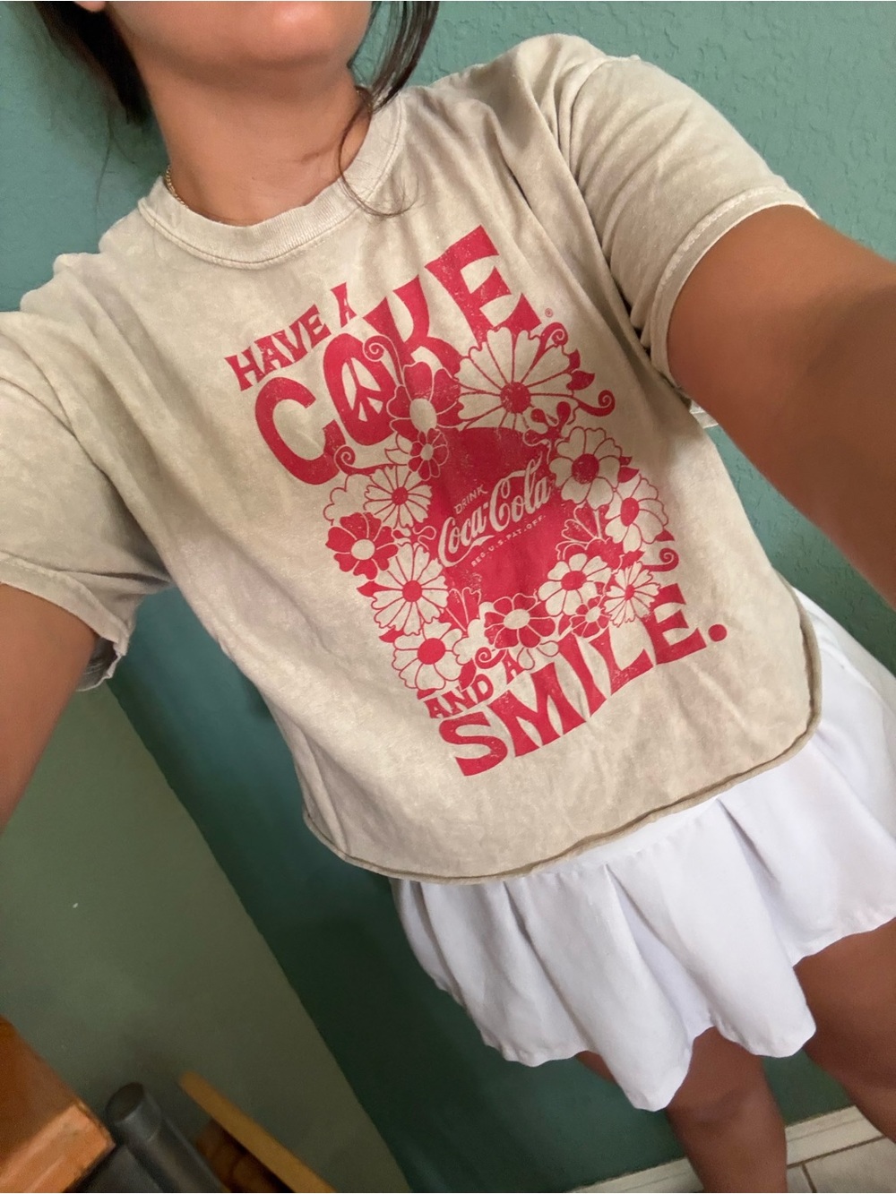 Women’s Coca Cola Floral Graphic Tee Retro 70s Coquette Boho